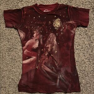 Sinful Burgundy Tee with Gold Accents